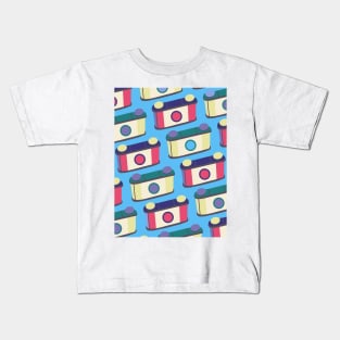 Retro Pinhole Camera Pattern - True Summer Seasonal Color Palette Kids T-Shirt